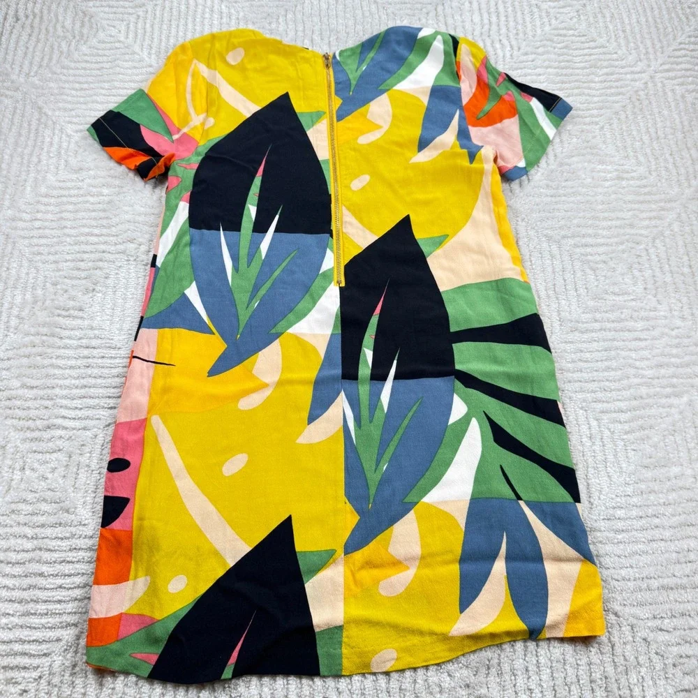 VICI Shift Dress Womens L Tropical Mini Summer AOP Colorblock Resort Art Pop